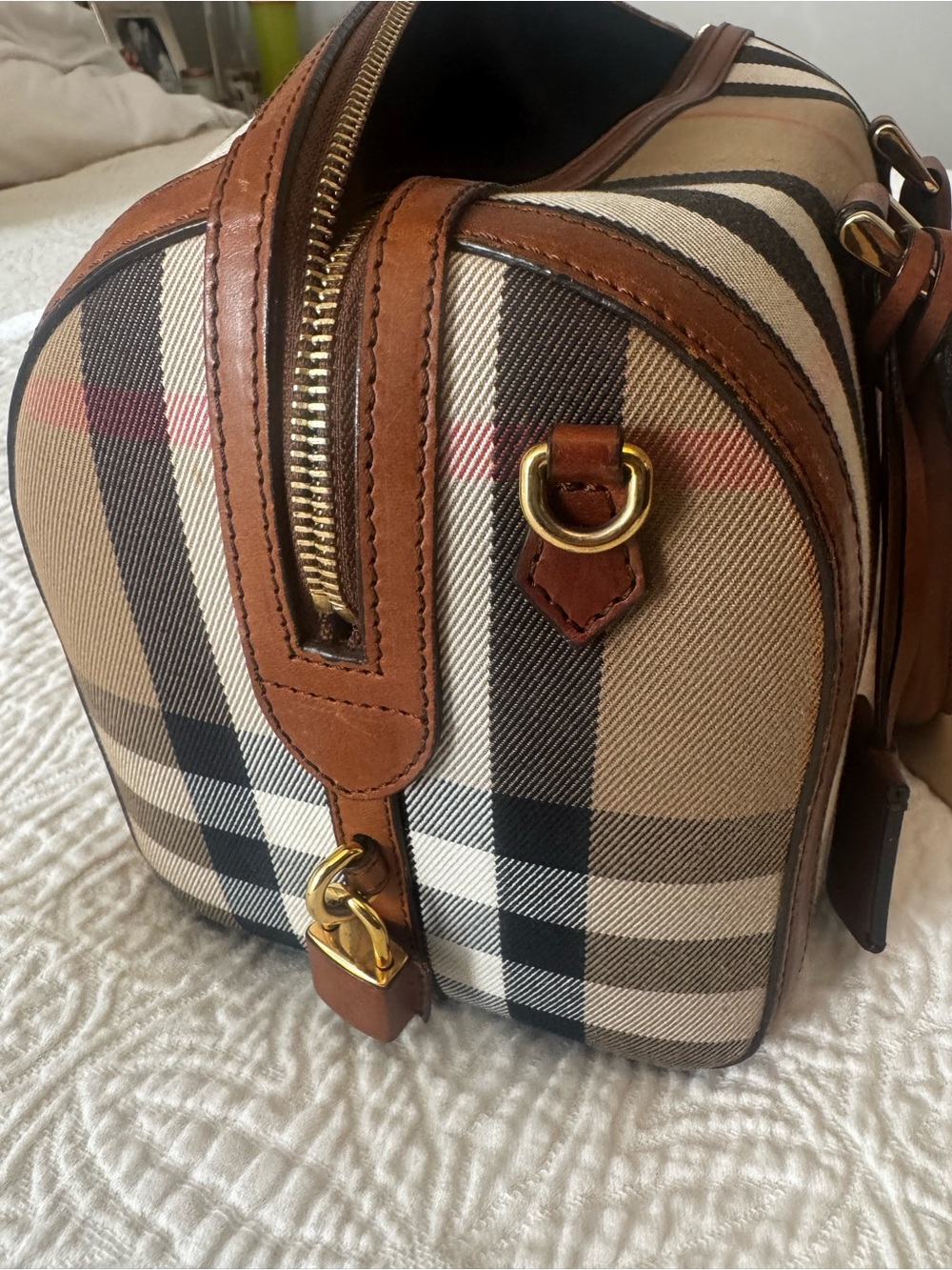Burberry Brown Leather and Vintage Check Toiletry Bag - Picture 4 of 11
